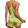 thumbnail image 4 of Conjunto de dobladillo con volantes y bloques de colores con estampado informal para mujer, traje de chaleco con tirantes sexy para el hogar Fridja  nalpqowj49197, 4 of 9
