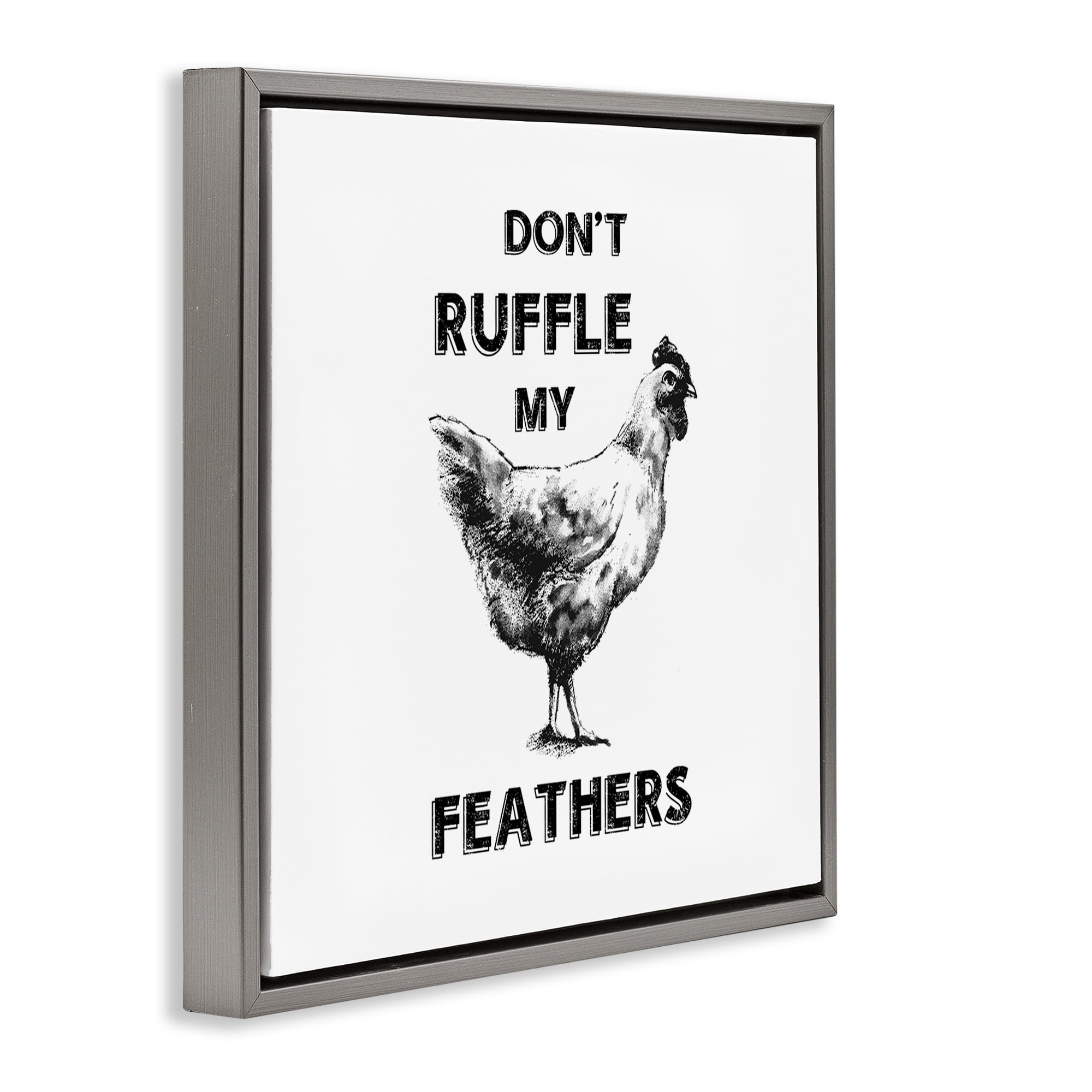 Stupell Industries Sassy Rooster Ruffled Feathers Animals Painting Gray Floater Framed Canvas Art Print Wall Art, 25 x 25