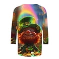 thumbnail image 5 of TaTaai St. Patrick's Day Women's Casual Print Round Neck 3/4 Sleeve T-Shirt Loose Top Gift, 5 of 5