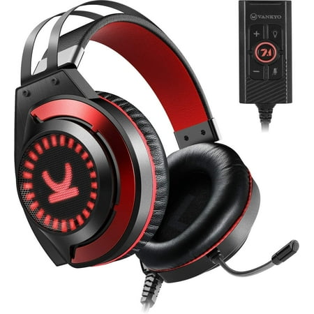 Vankyo Over-Ear Gaming Headset with Noise Canceling Mic and Memory Foam Ear Pads, Black