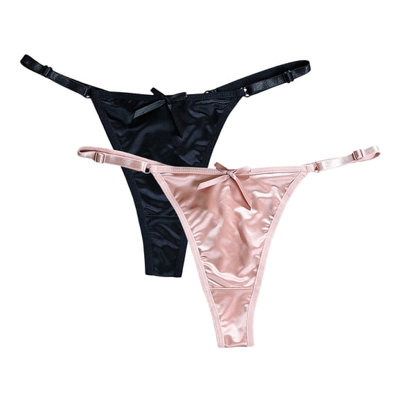 COMVALUE Hipster Panties Sexy Thongs for Women,Low Waist Seamless Underwear Hipster T Back Panties Thongs 2 Pack (Light Pink, M)