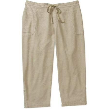 Just My Size Women's Plus-Size Linen Pull-On Capris - Walmart.com