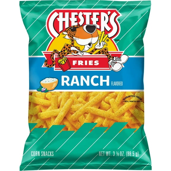 (4 pack) Chester's Fries Ranch Flavored Corn Snacks, 3.125 oz Bag