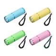 thumbnail image 1 of Unique Bargains UV Mini 9 LED Aluminum Flashlight Ultraviolet Blacklight Torch Multicolor 4Pcs, 1 of 5