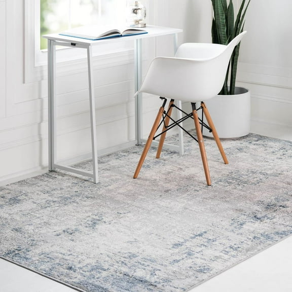 Rugs.Com Caspian Collection Area Rug – 5' x 8' Gray Low-Pile Rug Perfect For Bedrooms, Dining Rooms, Living Rooms