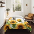 thumbnail image 4 of Sunflower Bee Tapestry for Bedroom Wall Hanging Tapestry, Vintage Yellow Floral Farmhouse Watercolor Ceiling Backdrop Tapestries Poster Blanket Wall Decor for Teens Room Living Room Dorm 39" x 59", 4 of 8