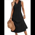 thumbnail image 1 of Vestidos de Verano para Mujer, Informales, Sin Mangas, con Encaje y Escote en V, Vestidos Midi Sin Mangas, Estilo Swing, para Vacaciones y Playa. Negro S, 1 of 5