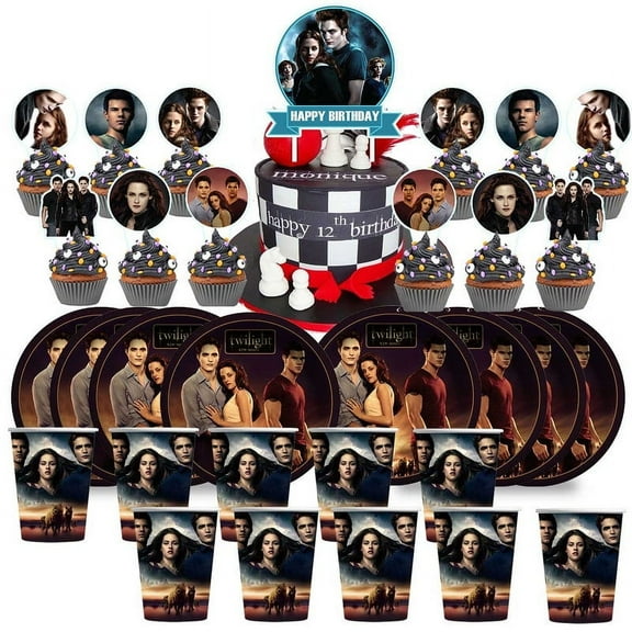 Twilight Birthday Cups Party Supplies Plates Fans Decorations Cake Topper Decor
