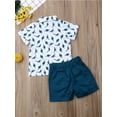thumbnail image 4 of Hirigin Toddler Baby Boy Outfits 1T 2T 3T 4T 5T 6T Clothes Summer Kids Dinosaur Pattern Short Sleeve Button Down Shirt  Shorts Set, 4 of 7