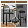 thumbnail image 5 of Grey Bar Stool Set of 2 PU Leather Upholstered Counter Height Bar Stools  for Kitchen Bar, 5 of 8