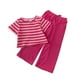 thumbnail image 1 of Minnieouse Niños patrón de rayas camiseta pantalones conjunto jogging ejercicio senderismo deportes poliéster elástico niñas tops pantalones conjuntos de ropa 130cm, 1 of 6