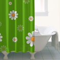 thumbnail image 4 of Green Daisy Flower Orange Centers Pattern Shower Curtain 36"x72" ,Bathroom Decorative Shower Curtains Set with 12 Hooks,Modern Waterproof Washable Shower Curtain, 4 of 6