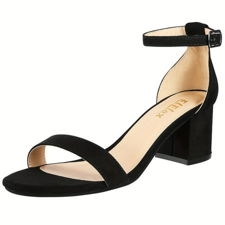 KINODAY Open Toe Sandals Low Block Heel 2.25 Inch Adjustable Ankle Strap Elegant Dress Shoes For Formal And Casual Occasions