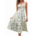 thumbnail image 2 of Midi Corset Dress Flowy Slit Lace Up Dresses for Women Tea Party A Line Casual Sundress Light Green M, 2 of 7