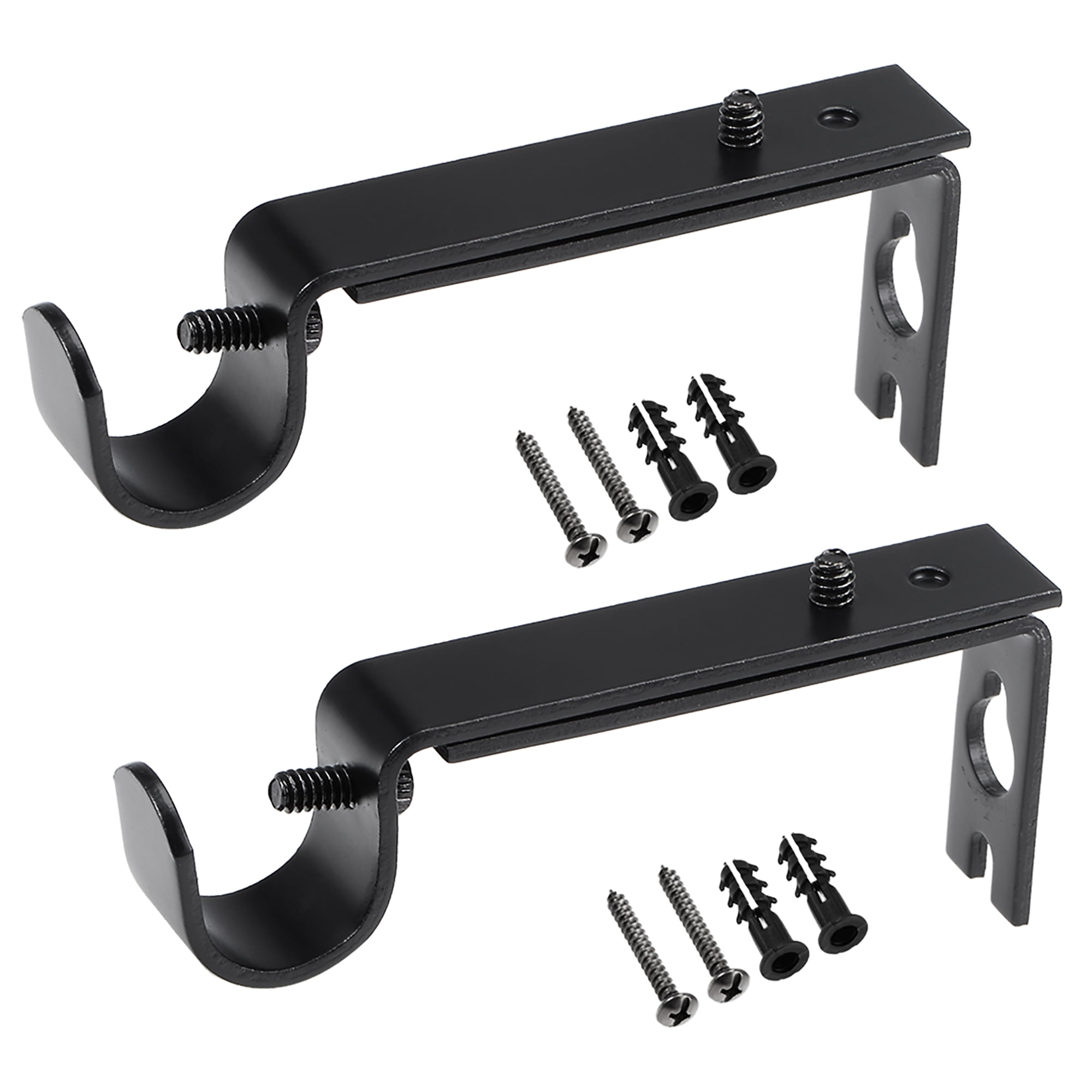 Uxcell Curtain Rod Bracket Iron Single Holder Support for 0.79' Drapery Rod, 3.94' x 1.57' x 0.63' Black 2Pcs