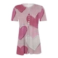 thumbnail image 5 of Valentines Day Blouses for Women, Heart Shirt Tunic, Short Sleeve V Neck Blouses Women's Valentine's Day Printed Short Sleeved Tops with V-Neck Button Pleats Shirts, 5 of 5