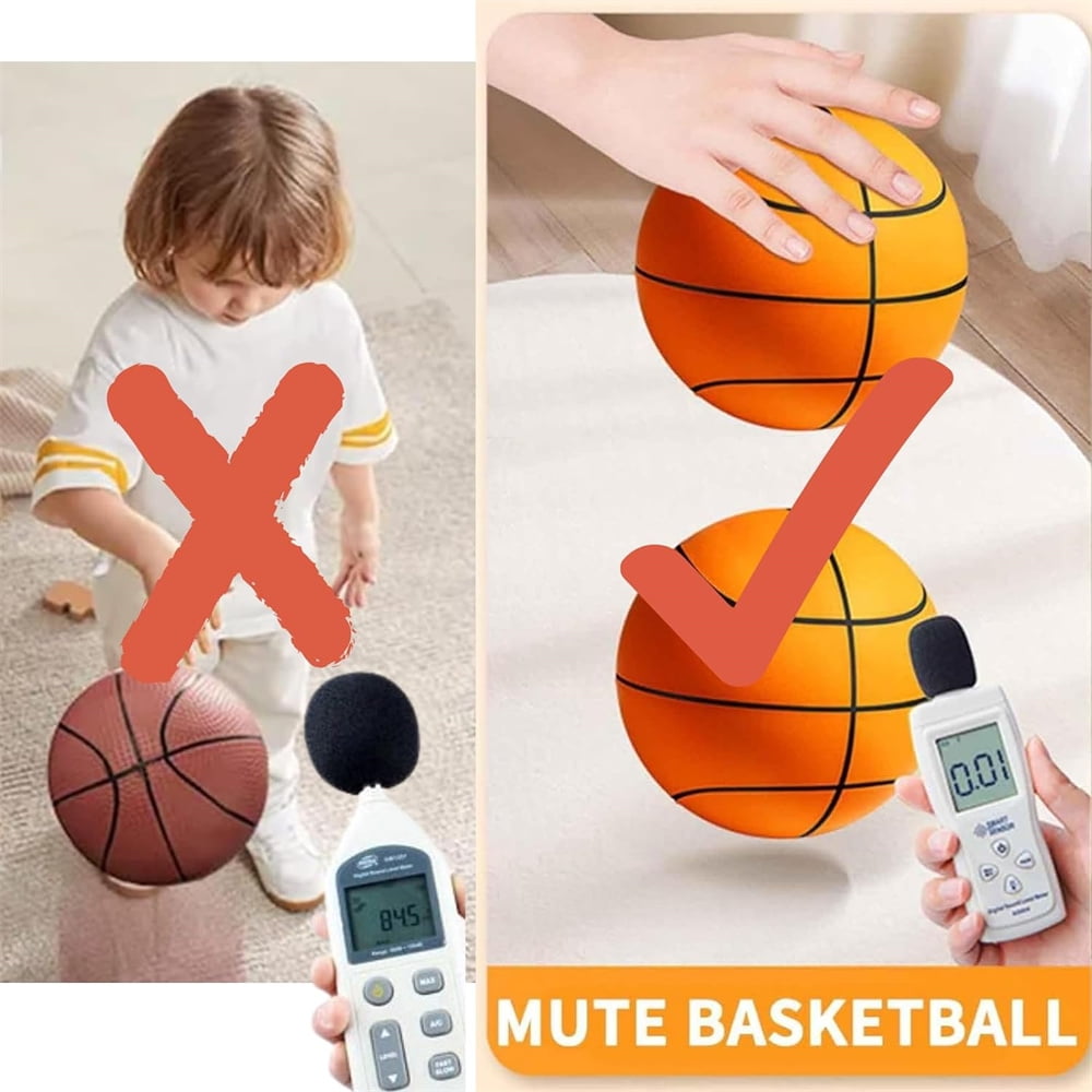 NOGIS Silent Basketball, Hush Handle Silent Basketball Dribbling Indoor Training Ball, Foam Ball No Noise No Sound, Mute High-Resilience Basketballl（Green）