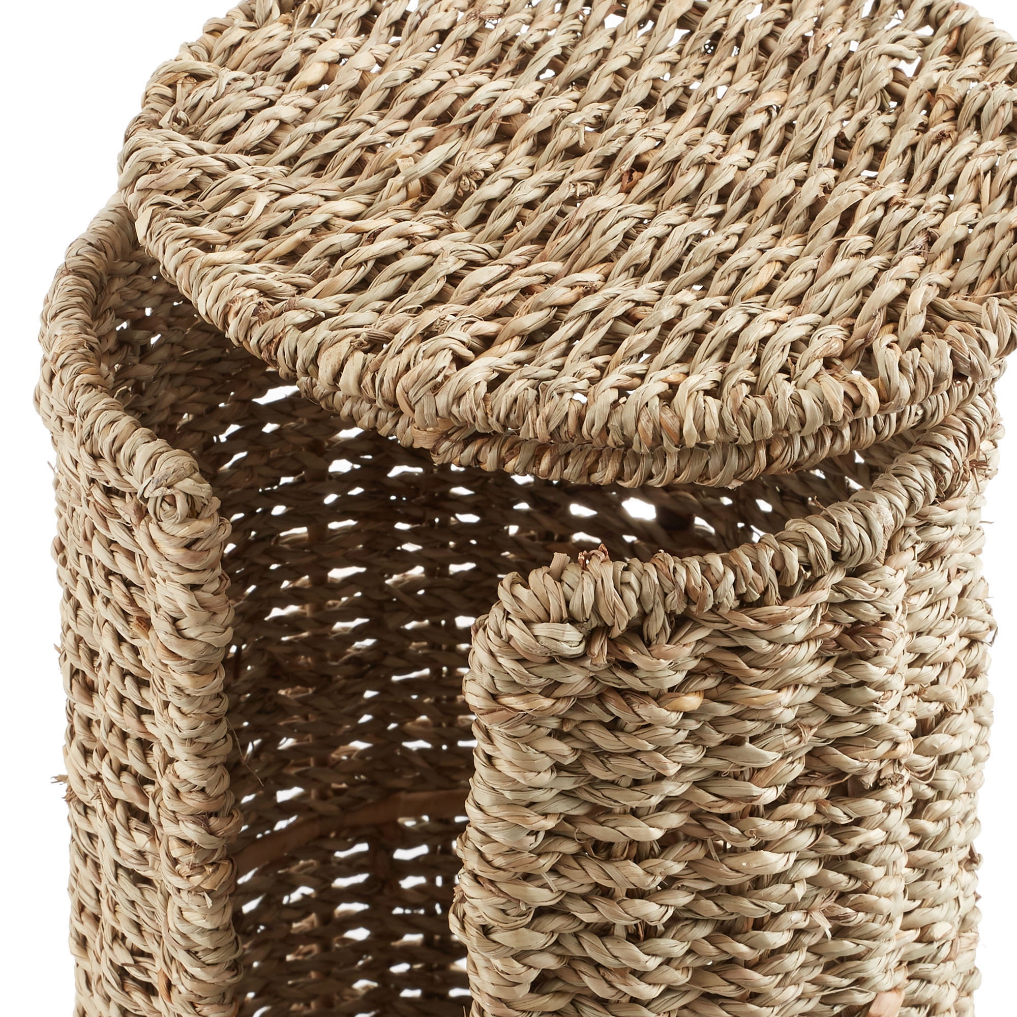Casafield Toilet Paper Roll Holder with Lid - Natural, Fits 3 Rolls, Free Standing Seagrass Bath Tissue Storage Organizer for Bathroom