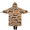 thumbnail image 2 of Oversized Wearable Blanket Hoodie,Retro Style Dachshunds Sherpa Blanket Hoodie with Super Pockets,Super Warm Fuzzy Pullover for Women & Men, 2 of 6