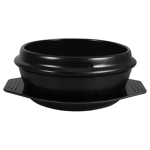 Korean Stone Bowl with Tray 1500ml Ceramic Hot Pot for Cooking Bibimbap and Soup Stovetop Safe Vintage Bowl Kitchen Supply