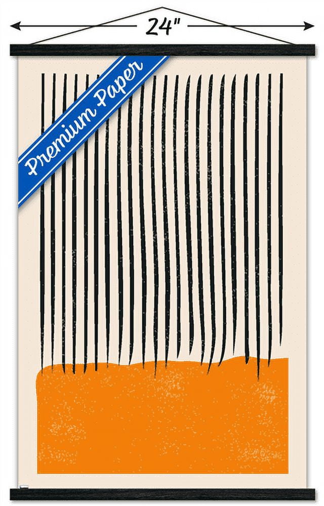 Geometric - Orange Wall Poster with Wooden Magnetic Frame, 22.375" x 34"