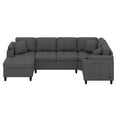 thumbnail image 4 of BEBPILOO Modern U-shaped Sectional Sofa, 115.7" Corner Sectional Couch with Built-in Cup Holders, Storage Space and USB Ports for Living Room, Gray, 4 of 12