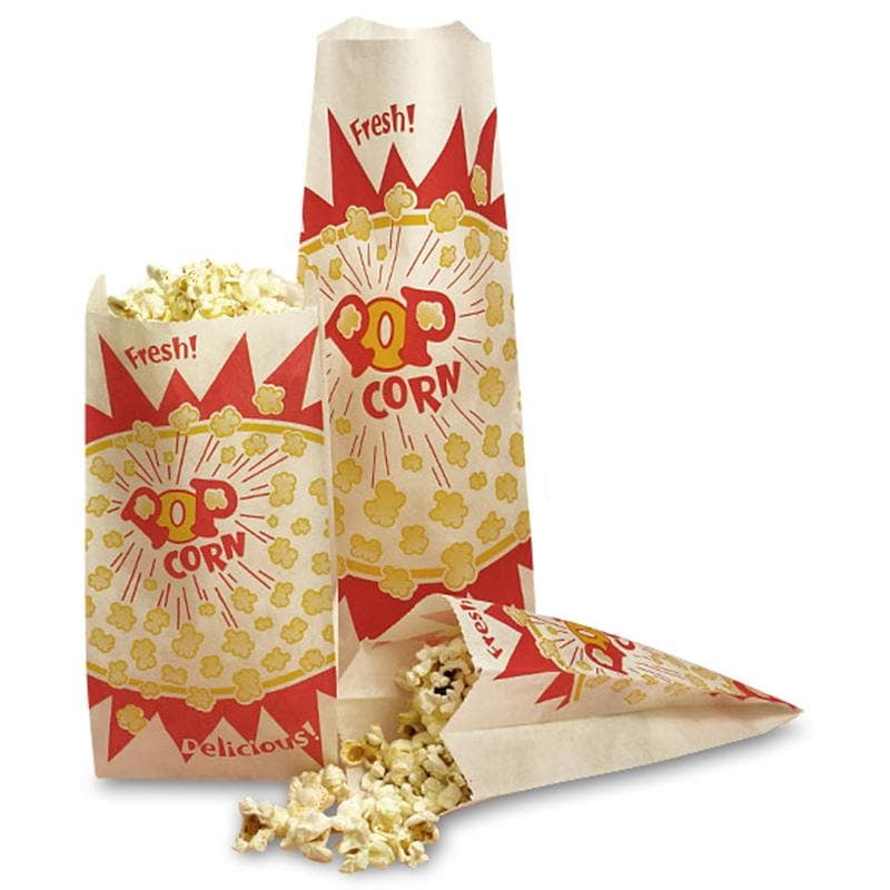 Printed Popcorn Bags 3 1/2" X 8" Quantity 1000 by Paper Mart