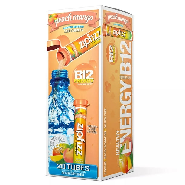Zipfizz Energy Drink Mix Peach Mango 20 Count .