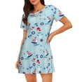 thumbnail image 1 of Easygdp Sailboats Anchors Camisón de manga corta para mujer, informal, estampado, 1 of 6