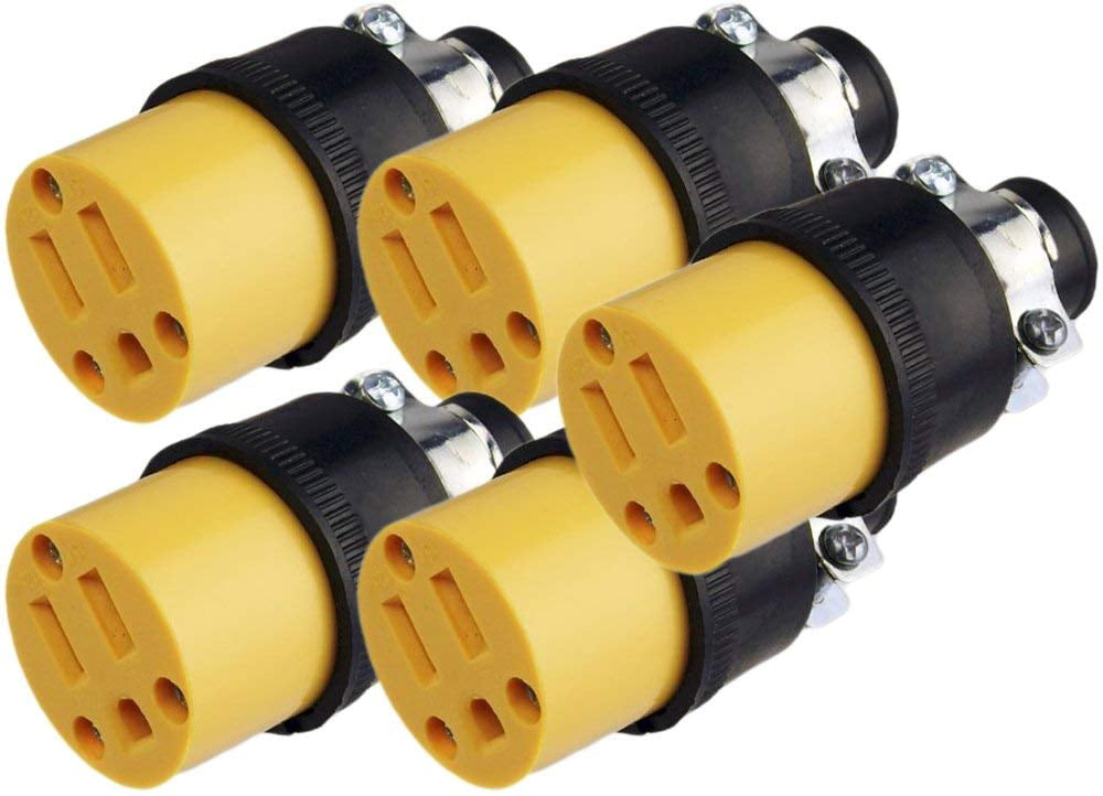4pc Male & Female Extension Cord Replacement Electrical Plugs 15AMP 125V End 