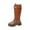 Brown, variant on KEGIRLOM Women's Fashionable And Casual Winter Long Straight Boots Solid Color Round Toe Side Zipper Front Lace-Up Heel Low Heel Knee-High Boots Black 6.5