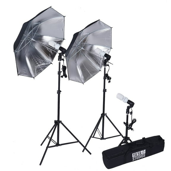 BalsaCircle Silver Black Photography Video Studio Umbrella Continuous Lighting Kit Portarit Photo Shooting