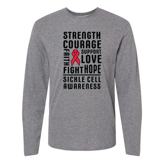 Inktastic Sickle Cell Awareness Strength Courage and Support Long Sleeve T-Shirt