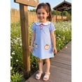 thumbnail image 3 of BemeyourBBs Toddler Baby Girl Back to School Dress Summer Kindergarten Outfits First Day of School Outfit 2 3 4 5 6 7 Years Apple Embroidery Doll Collar Short Sleeves Plaid A Line Dress, 3 of 9