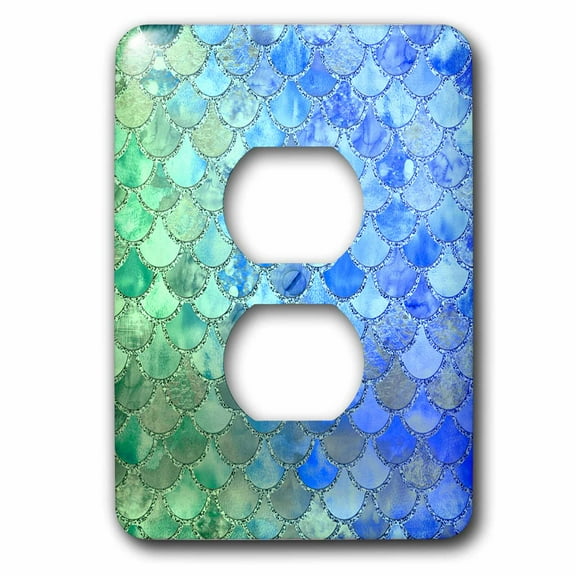 3dRose, Image of Trendy Chic Rose Gold Blue And Blush Ocean Mermaid Scales, 2 plug outlet cover