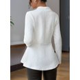 thumbnail image 5 of ZOELNIC Women's Textured Blazer Single Button Long Sleeve Business Casual Jacket with Ruffle Hem, Slim Fit Cardigan Work Blazer, S, 5 of 6