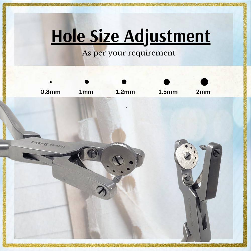 Leather Hole Punch Heavy Duty Hand Pliers Belt Holes 5 Sized Puncher Tool Stainless Steel Watch Band Leather Hole Punch Pliers - Silver