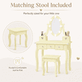 thumbnail image 4 of Ktaxon Kids Play Makeup Vanity Set with 3-Color Light, Girls Vanity Dresser Desk with Matching Stool, Light Yellow, 4 of 10