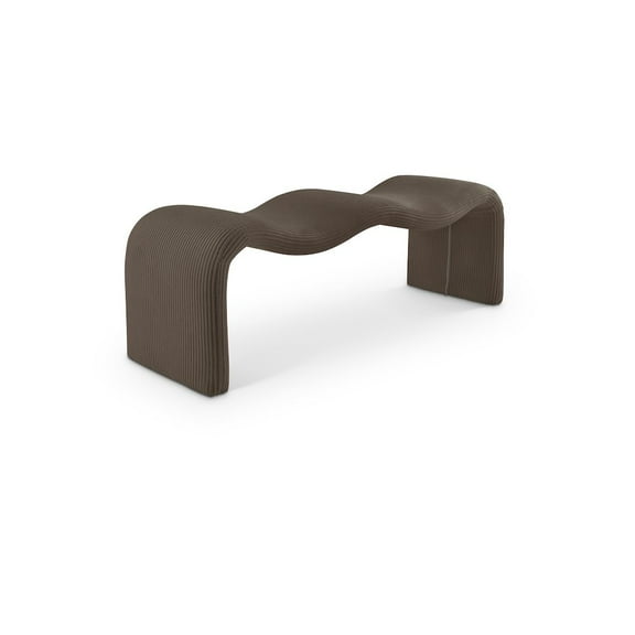 Meridian Furniture Willow Brown Microsuede Corduroy Bench