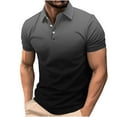 thumbnail image 2 of Zylanna Men's Button Polo Shirts Tee, Short Sleeve Gradient Color Turndown Collar Summer Casual Pullover for Men Black Size L, 2 of 5