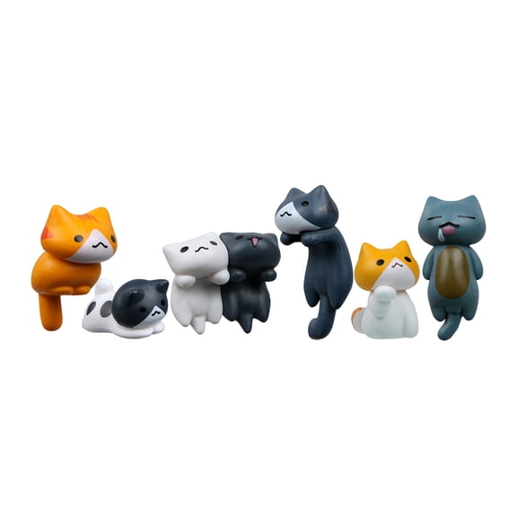 Cartoon Cats Plastic Figurines Set Of 6 For Miniature Garden Decorations Desktop Shelf Display Handmade Craft Gift