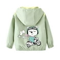 thumbnail image 5 of SERTG Children Casual Light Jacket Spring Fall Long Sleeves Hooded Solid Color Zipper Tops with Cute Printing for Kids 3-16 Years (Green,2 Years), 5 of 5