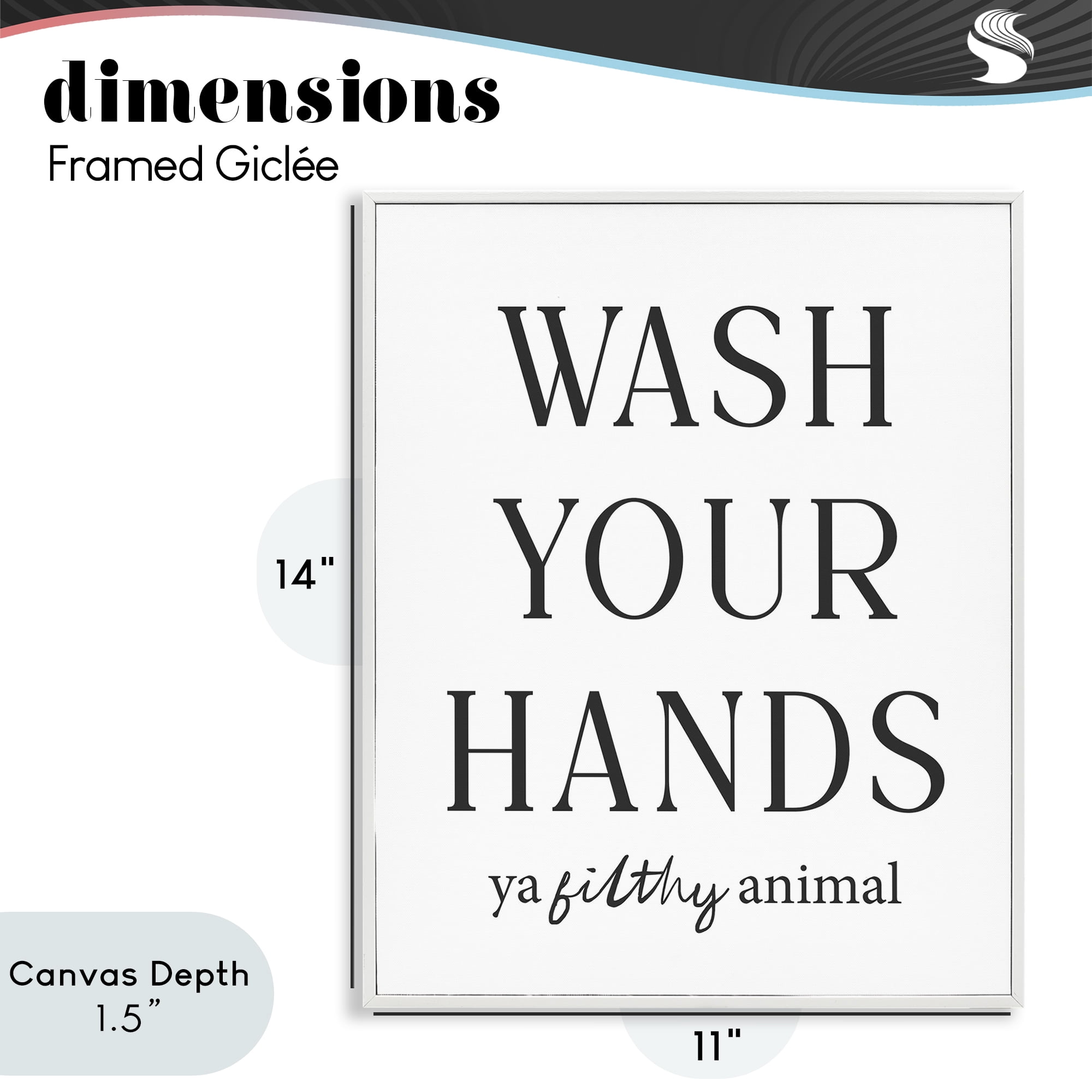 Stupell Industries Wash Your Hands Funny Reminder White Framed Giclee Art, design by Lettered and Lined