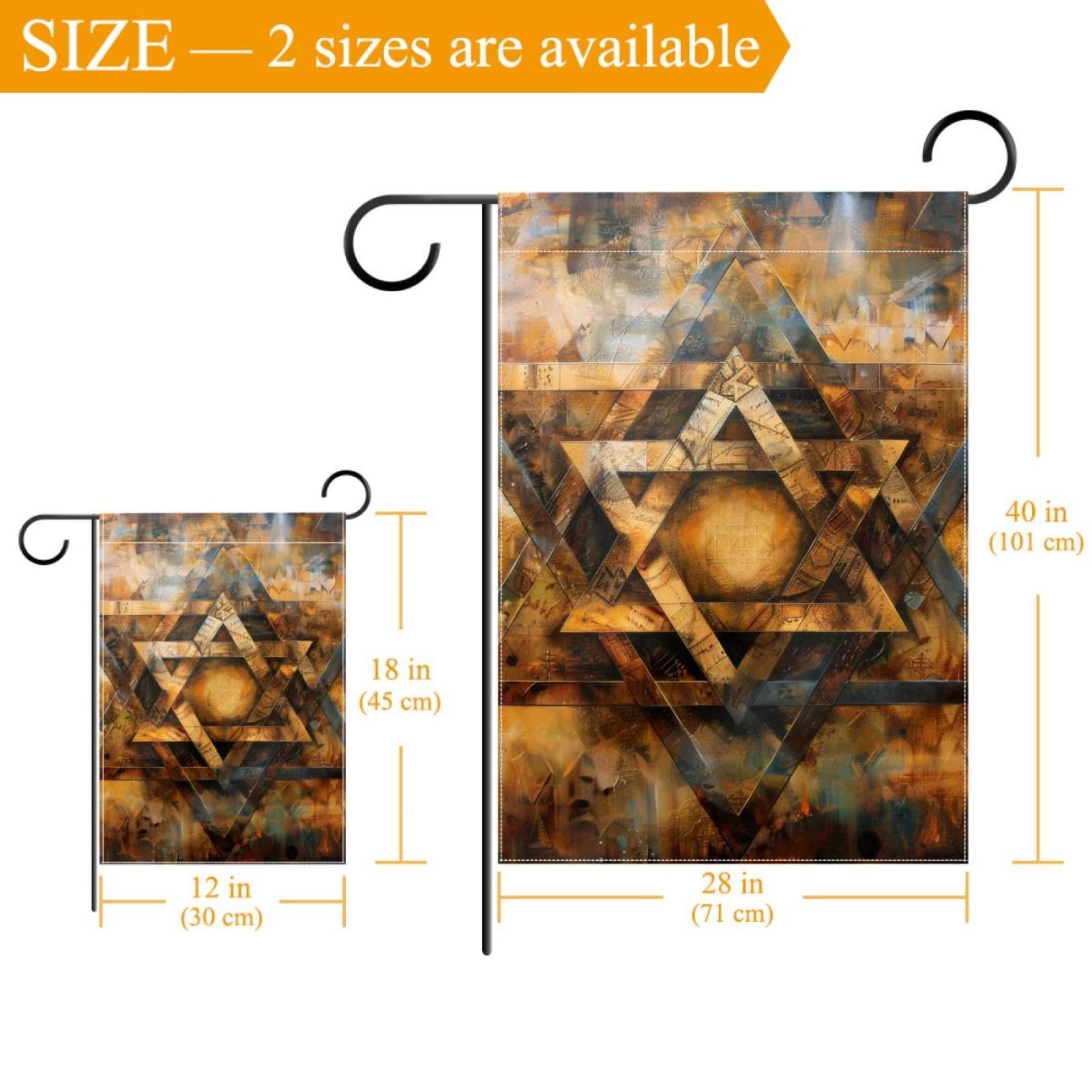 Welcome Star of David Art Vintage Retro Pattern Garden Flag, Vertical Double Sided Small House Flag, Yard Farmhouse Outdoor Deck Veranda Lawn Decor 28x40 Inch
