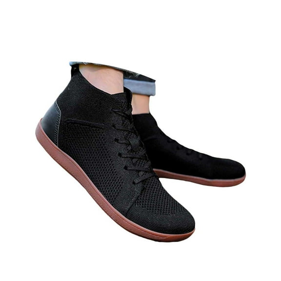 YLYL Men's Women's Knit Barefoot Shoes Lace up High Top Lightweight Comfortable Outdoor Walking Sneakers