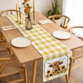 thumbnail image 3 of Table Runner 108 Inches Long for Kitchen Dining, Yellow Yak Dresser Scarf Farmhouse, Dining Table Decorations for Wedding/Parties, Sunflowers Checkered Elegant Pastoral Buffalo 13 x 108 In, 3 of 8