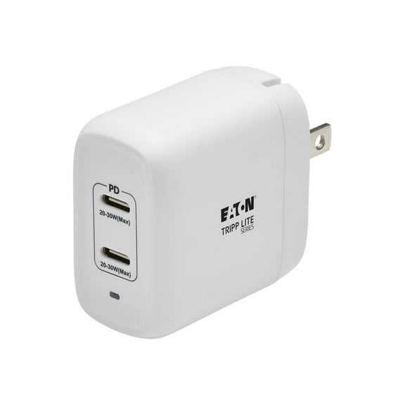 Eaton Tripp Lite Series USB C Wall Charger Dual-Port Compact - GaN Technology, 40W PD Charging (20W 20W or 30W), White - Power adapter - 40 Watt - 3 A - PD 3.0 - 2 output connectors (2 x USB-C) - white