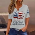 thumbnail image 2 of Trgacdwlo 250th Anniversary USA Shirt Short Sleeve Shirt Women Button V Neck Flag Print Patriotic 4th of July Women's Graphic T-Shirts Gray XXXL, 2 of 4