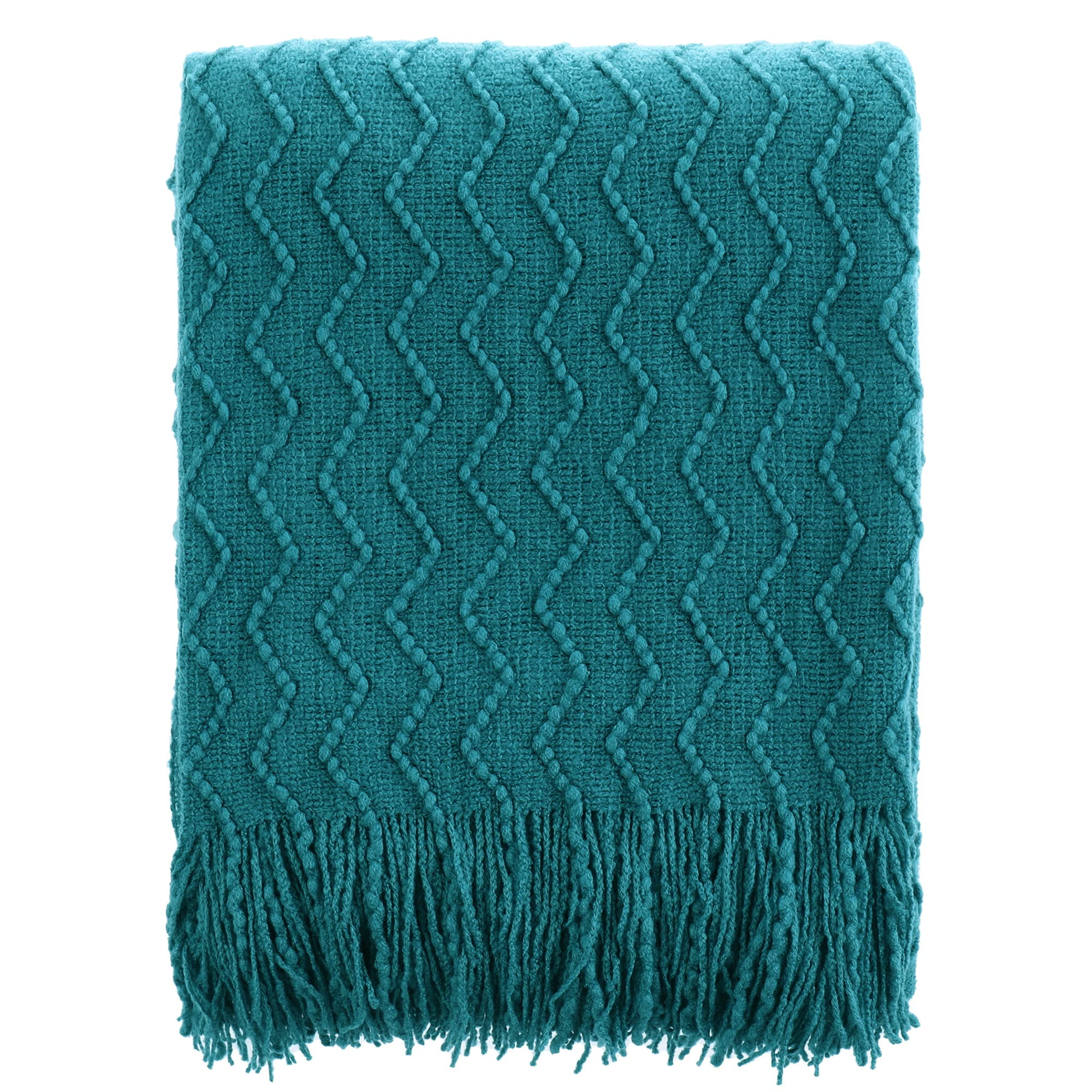 Battilo Blue Throw Blanket for Couch, Textured Teal Throw Blankets