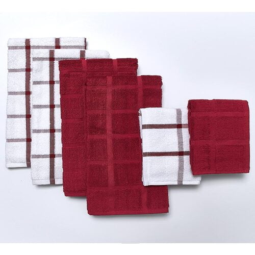 6 Pc Terry Kitchen Towel Sets Red Walmart Com Walmart Com